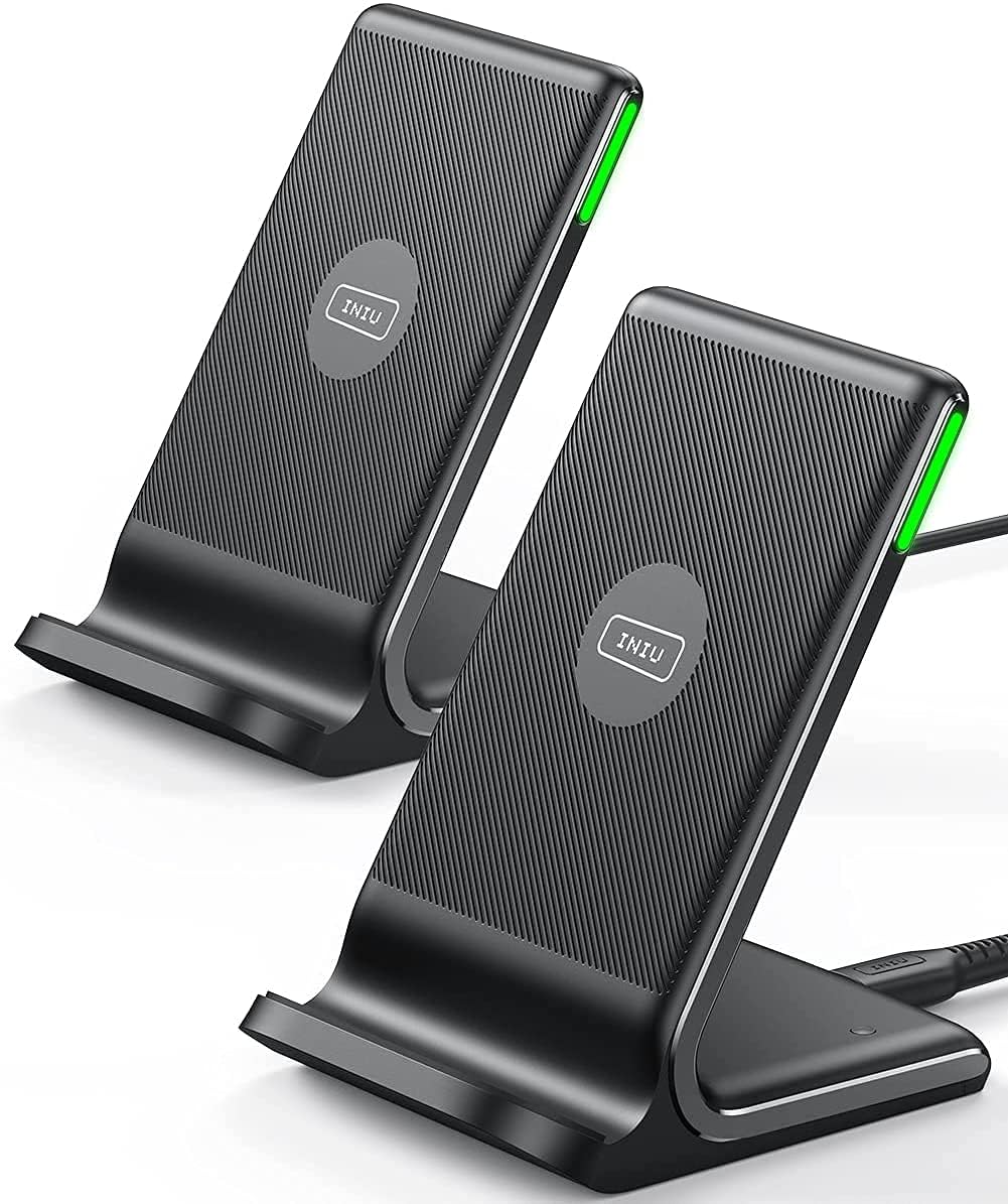 INIU Wireless Charger, 15W Fast Qi Certified Wireless Charging Station with Sleep-Friendly Adaptive Light Compatible with iPhone 16 15 14 13 Pro XS 8 Plus Samsung Galaxy S25 S24 S23 Note 20 Google etc